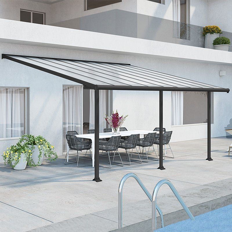 10'x18' (3x5.46m) Palram Canopia Olympia Grey Patio Cover With Clear Panels - Image 1