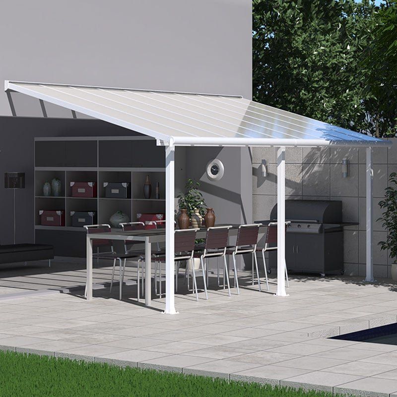 10'x20' (3x6.1m) Palram Canopia Olympia White Patio Cover With Clear Panels - Image 1