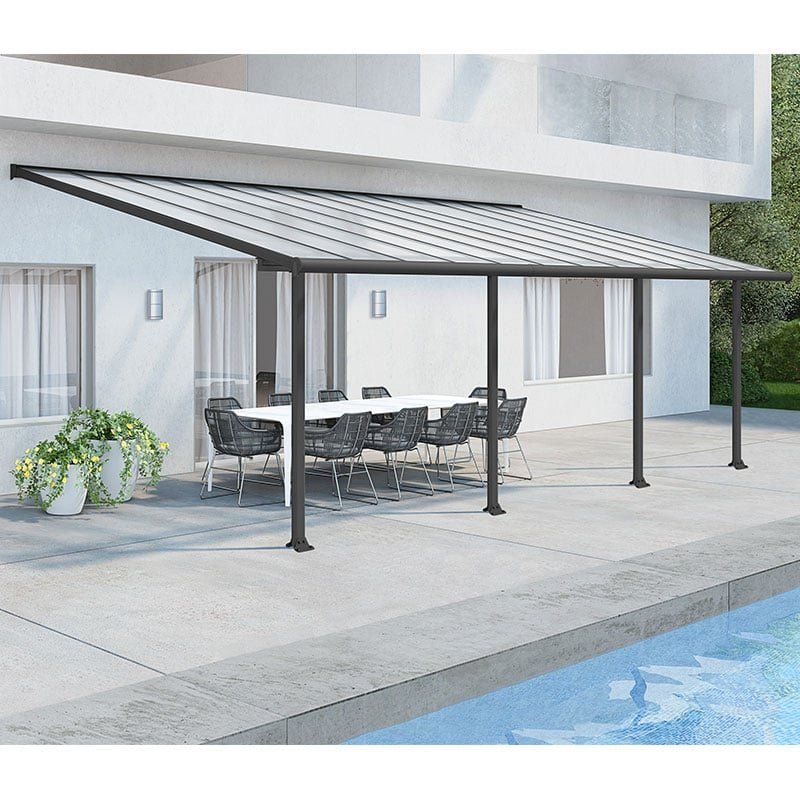 10'x20' (3x6.1m) Palram Canopia Olympia Grey Patio Cover With Clear Panels - Image 1