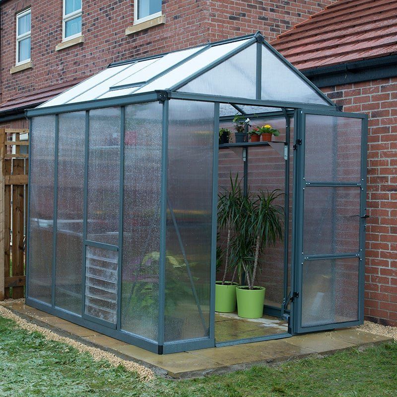 6'x8' Palram Canopia Glory Grey Walk In Polycarbonate Greenhouse (1.8x2.4m) - Image 1