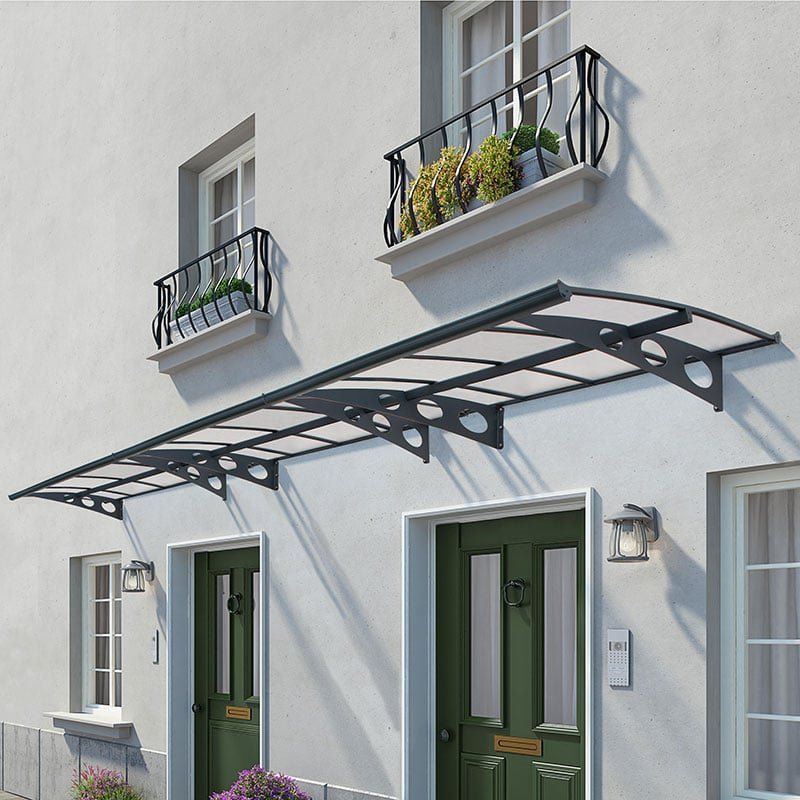 22 x 47 Palram Canopia Herald 6690 Grey Mist Large Door Canopy (6.71m x 1.39m) - Image 1