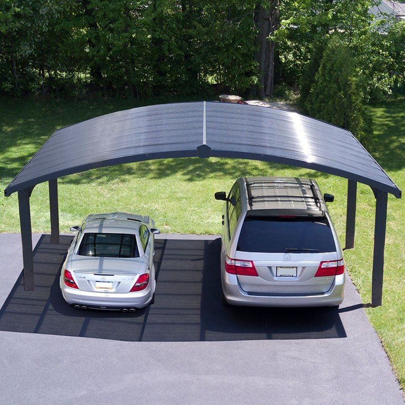 16' x 19' Palram Canopia Arizona Wave Grey Metal Double Carport (4.95m x 5.78m) - Image 1
