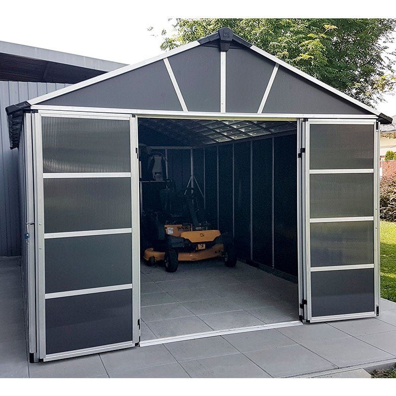 11' x 13.1' Palram Canopia Yukon Premium Dark Grey Skylight Plastic Shed (3.32m x 3.93m) - Image 1