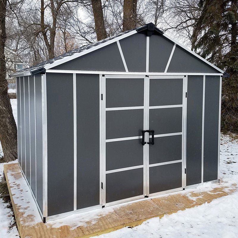 11' x 9' Palram Canopia Yukon Premium Dark Grey Skylight Plastic Shed with WPC Floor (3.3m x 2.7m) - Image 1