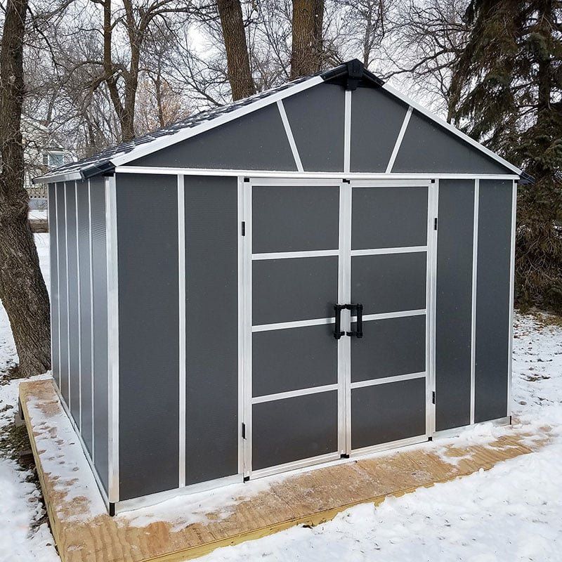 11' x 9' Palram Canopia Yukon Premium Dark Grey Skylight Plastic Shed (3.32m x 2.71m) - Image 1