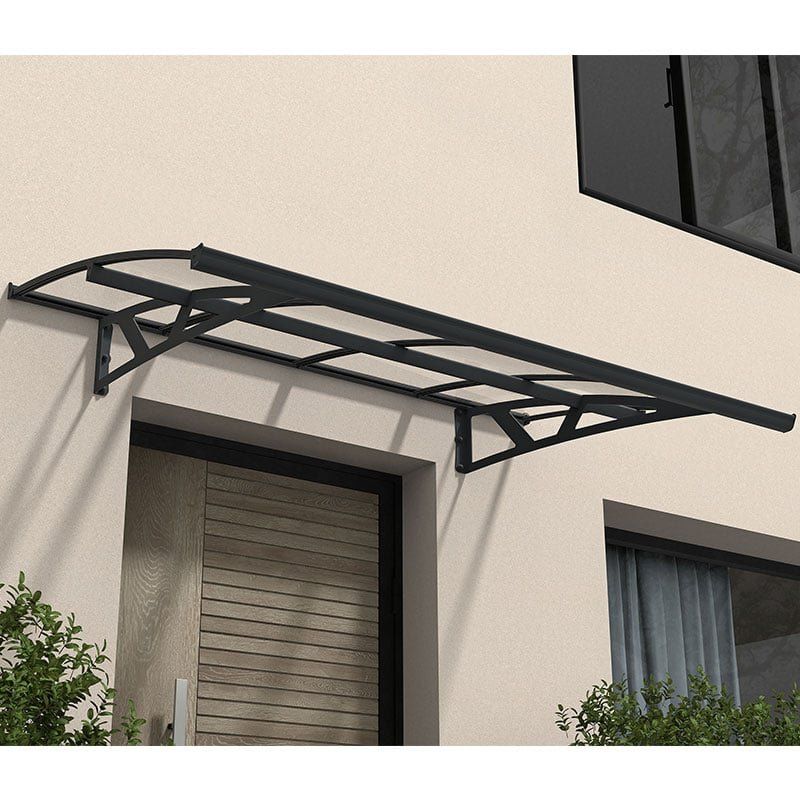 74 x 47 Palram Canopia Amsterdam 2230 Grey Clear Door Canopy (2.24m x 1.39m) - Image 1