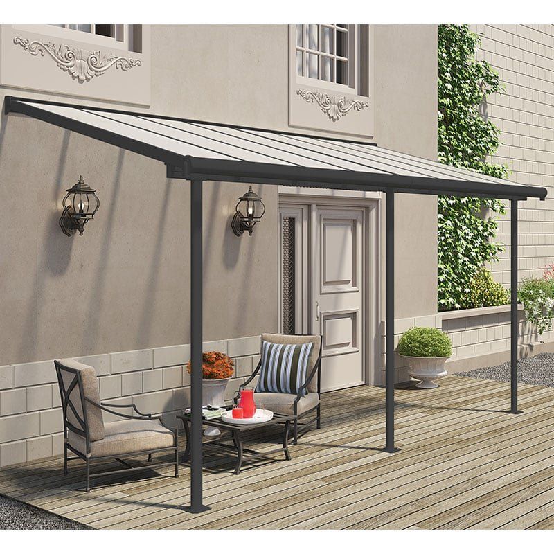 7' x 15' Palram Canopia Sierra Grey Clear Patio Cover (2.28m x 4.48m) - Image 1