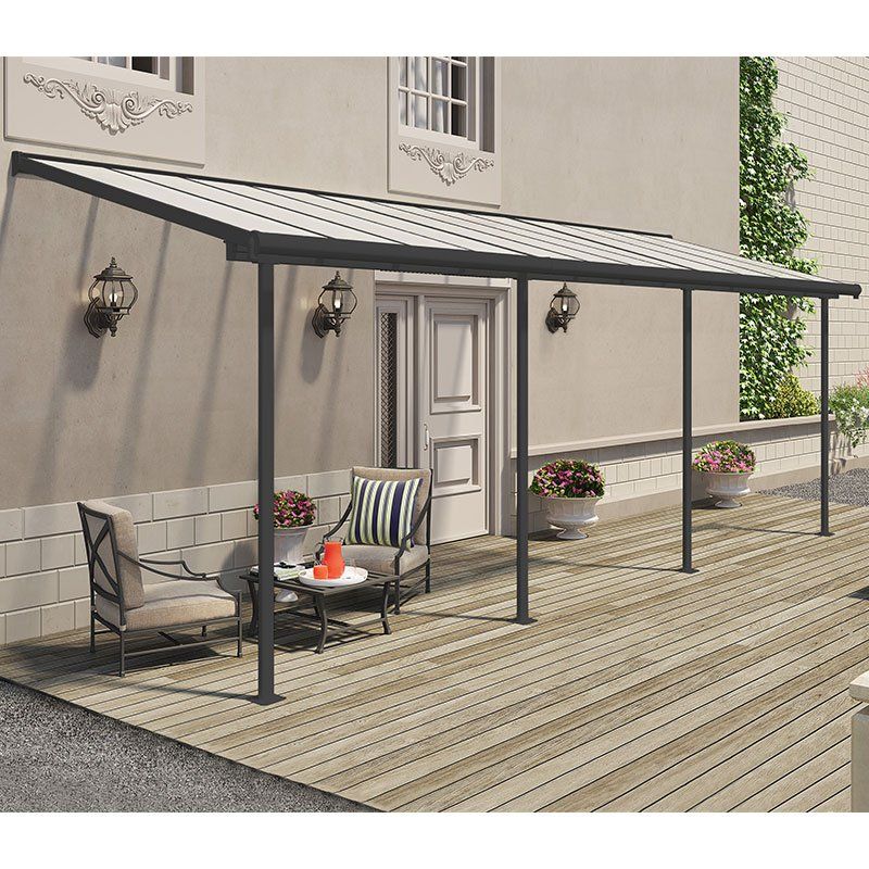 7' x 22' Palram Canopia Sierra Grey Clear Patio Cover (2.28m x 6.71m) - Image 1