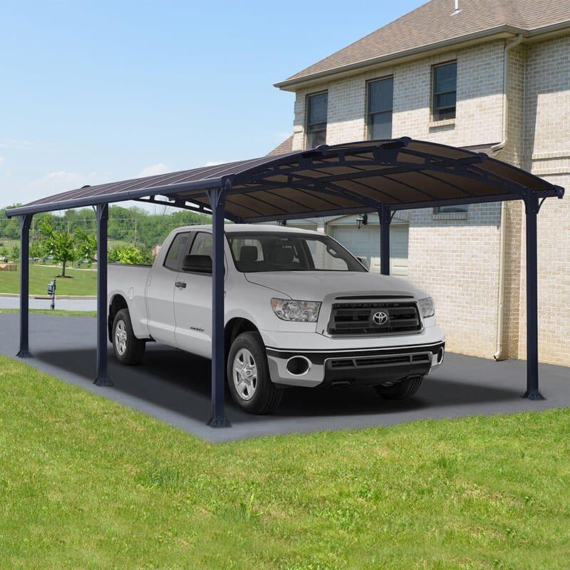 12' x 21' Palram Canopia Arcadia 6400 Grey Metal Carport (3.59m x 6.44m) - Image 1