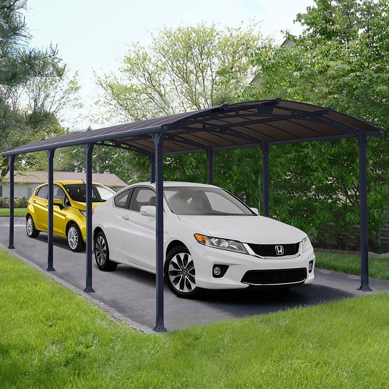 12' x 28' Palram Canopia Arcadia 8500 Grey Metal Carport (3.59m x 8.58m) - Image 1