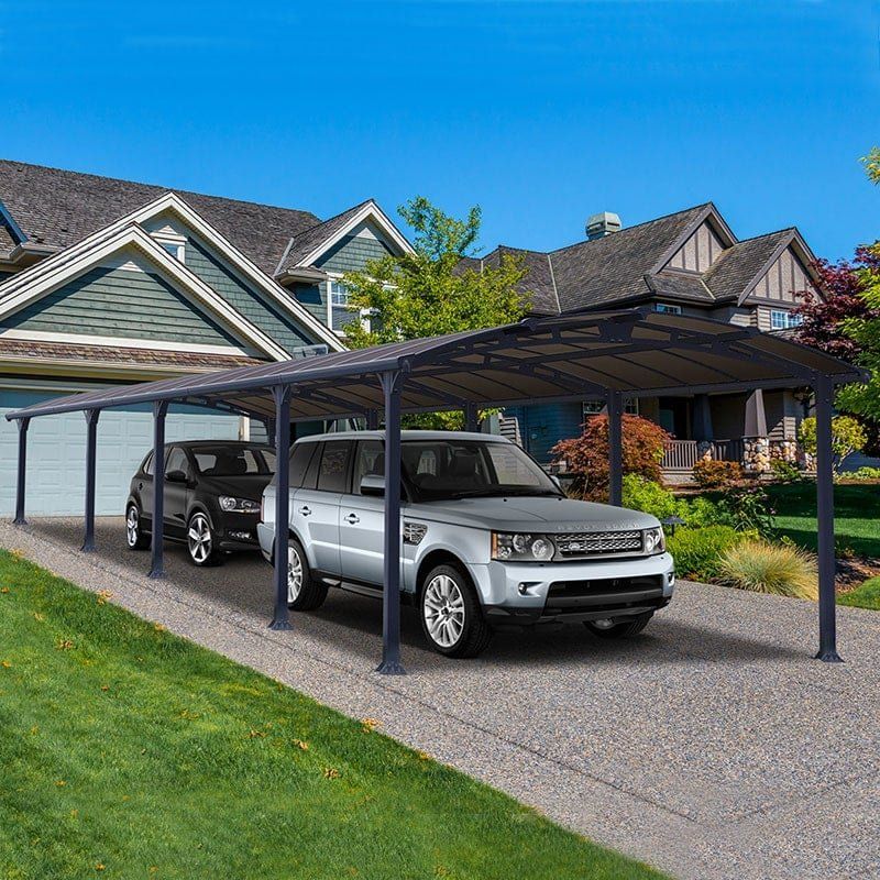12' x 35' Palram Canopia Arcadia 10600 Grey Metal Carport (3.59m x 10.72m) - Image 1
