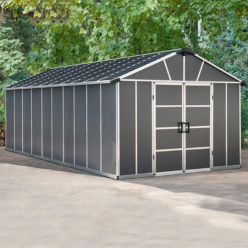 11' x 21.3' Palram Canopia Yukon Premium Dark Grey Plastic Shed with WPC Floor (3.32m x 6.43m) - Image 1