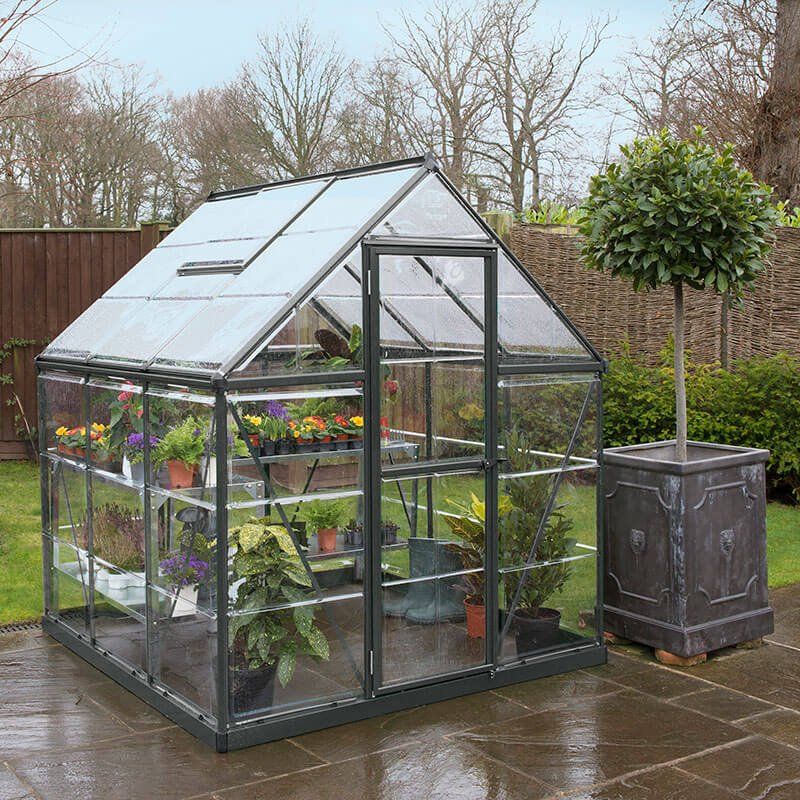 6' x 6' Palram Canopia Harmony Grey Polycarbonate Greenhouse (1.85m x 1.86m) - Image 1