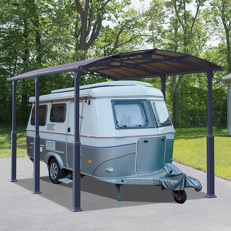 12' x 16' Palram Canopia Arcadia Alpine 5000 Grey Metal Carport (3.59m x 5.02m) - Image 1