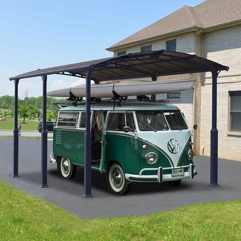 12' x 21' Palram Canopia Arcadia Alpine 6400 Grey Metal Carport (3.59m x 6.44m) - Image 1