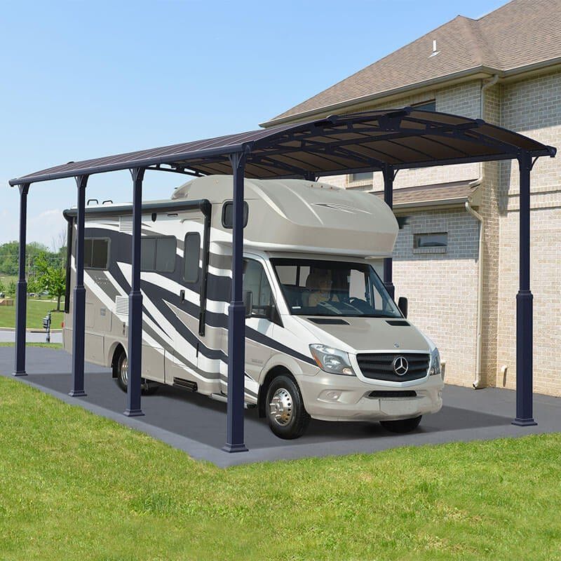 12' x 28' Palram Canopia Arcadia Alpine 8500 Grey Metal Carport (3.59m x 8.58m) - Image 1