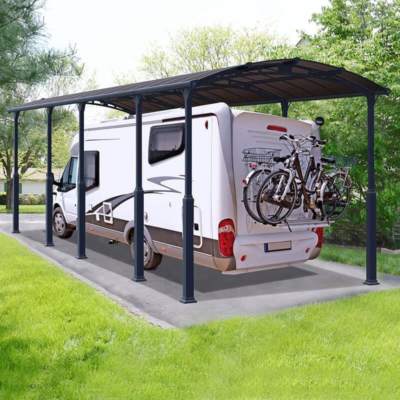 12' x 35' Palram Canopia Arcadia Alpine 10600 Grey Metal Carport (3.59m x 10.72m) - Image 1