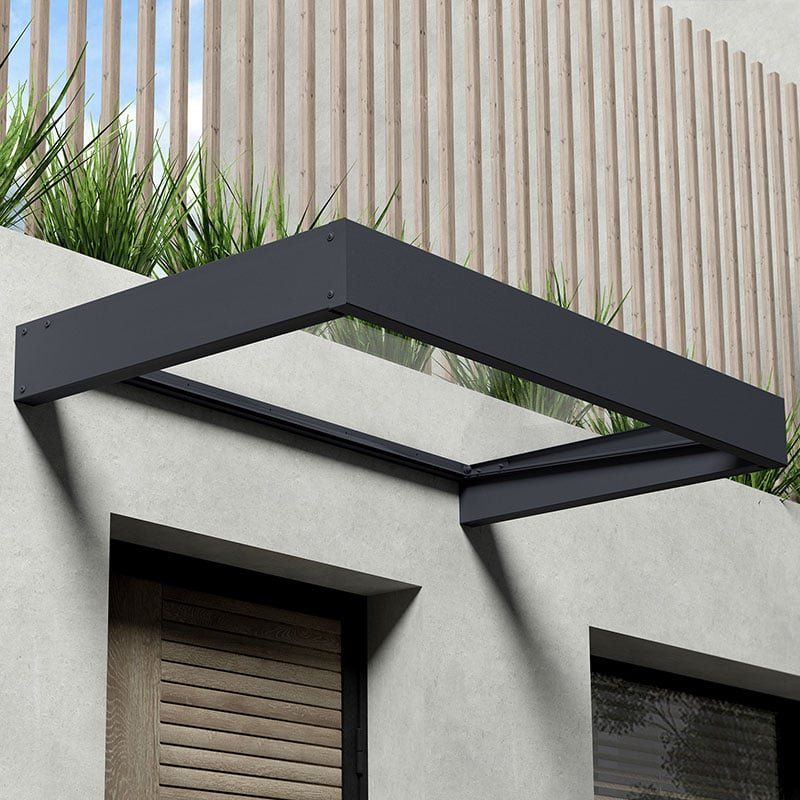 53 x 31 Palram Canopia Sophia 1600 Grey Clear Door Canopy (1.6m x 0.95m) - Image 1