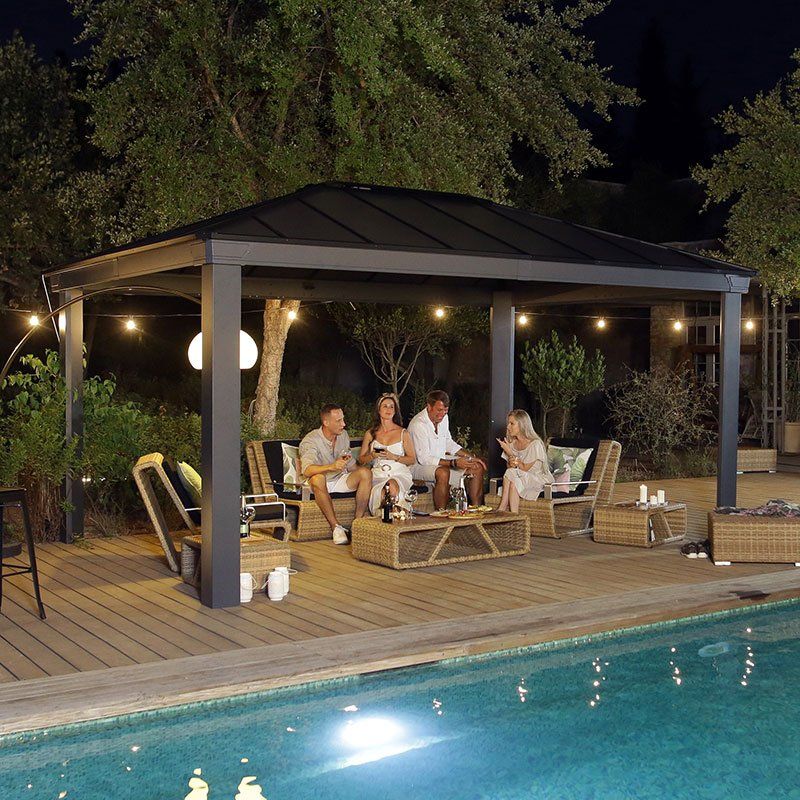 16' x 12' Palram Canopia Dallas 4900 Grey Garden Gazebo (4.88m x 3.64m) - Image 1
