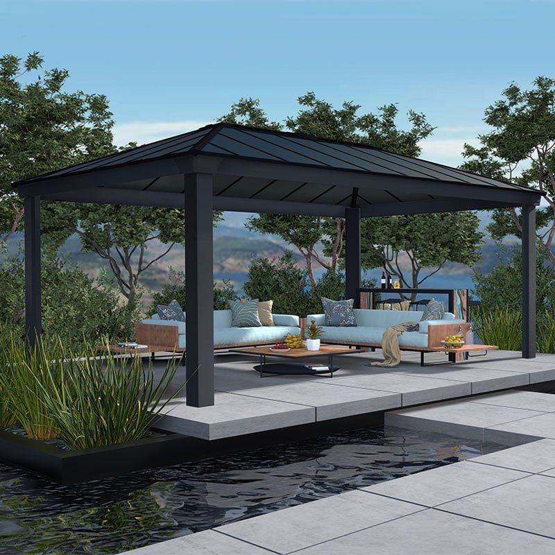 20' x 12' Palram Canopia Dallas 6100 Grey Garden Gazebo (6.12m x 3.64m) - Image 1
