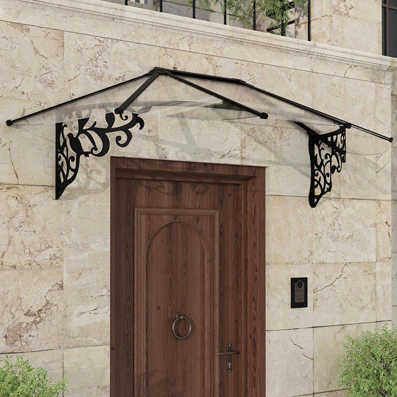 71 x 211 Palram Canopia Lily 2130 Black Clear Door Canopy (2.16m x 0.88m) - Image 1
