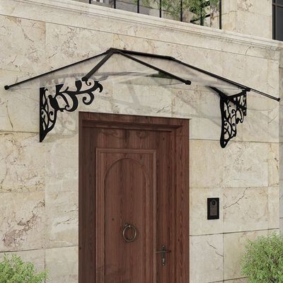 71 x 211 Palram Canopia Lily 2130 Black Clear Door Canopy (2.16m x 0.88m)