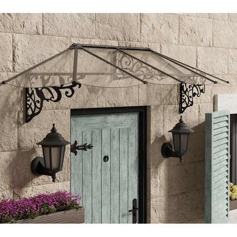 89 x 211 Palram Canopia Lily 2600 Black Clear Door Canopy (2.67m x 0.88m) - Image 1