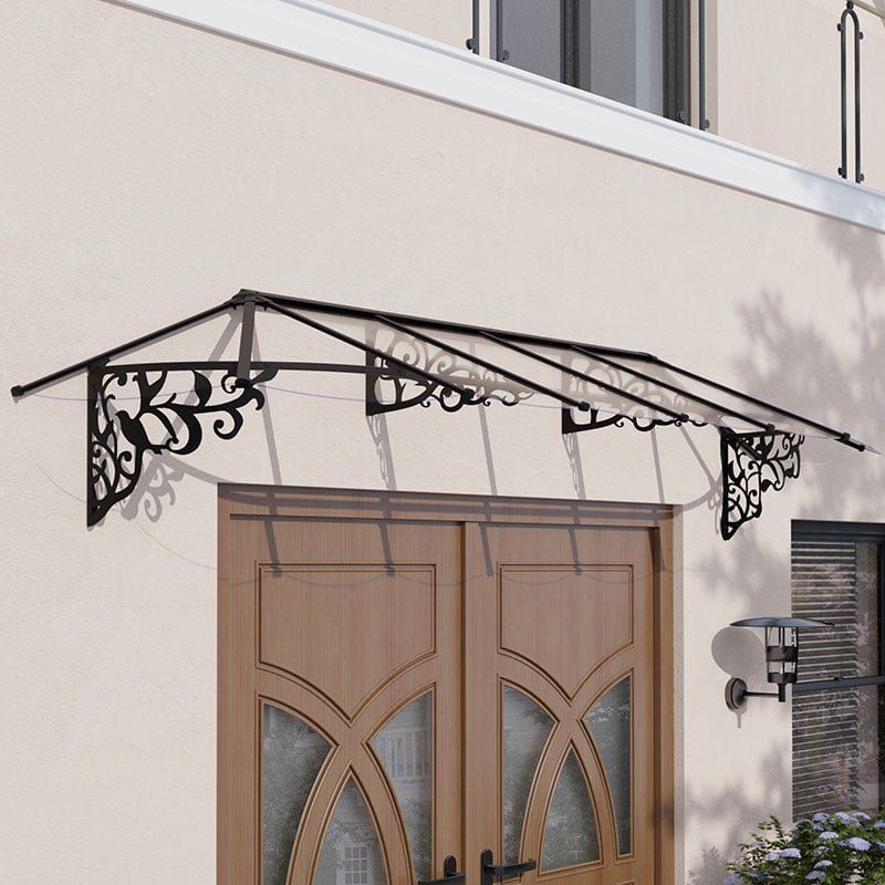 122 x 211 Palram Canopia Lily 3600 Black Clear Large Door Canopy (3.7m x 0.88m) - Image 1