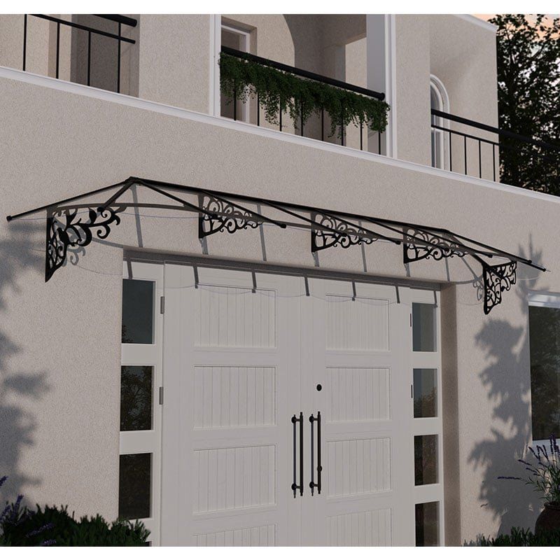 156 x 211 Palram Canopia Lily 4700 Black Clear Large Door Canopy (4.73m x 0.88m) - Image 1