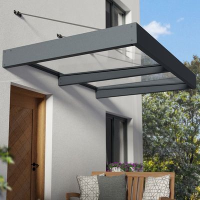 64 x 47 Palram Canopia Sophia XL 2000 Grey Clear Door Canopy (1.92m x 1.4m)