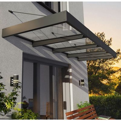 125 x 47 Palram Canopia Sophia XL 4000 Grey Clear Door Canopy (3.79m x 1.4m)