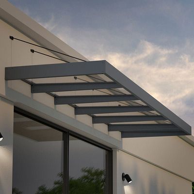 186 x 47 Palram Canopia Sophia XL 6000 Grey Clear Door Canopy (5.65m x 1.4m)