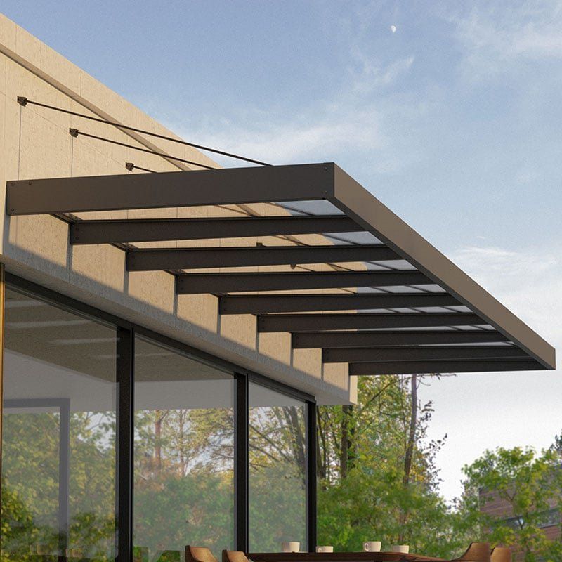 247 x 47 Palram Canopia Sophia XL 8000 Grey Clear Door Canopy (7.5m x 1.4m) - Image 1