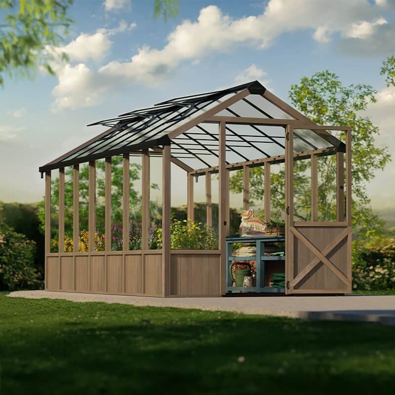 8' x 17' Palram Canopia Natura Cedar Greenhouse (2.37m x 5.04m) - Image 1