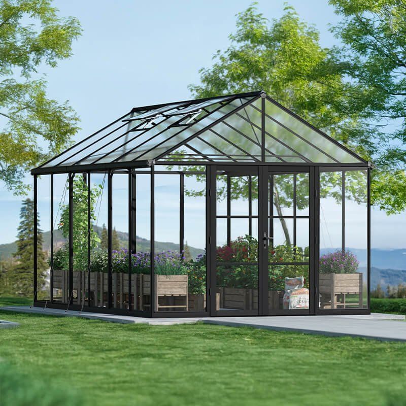 10' x 15' Palram Canopia Aria Black Polycarbonate Greenhouse (3.04m x 4.58m) - Image 1