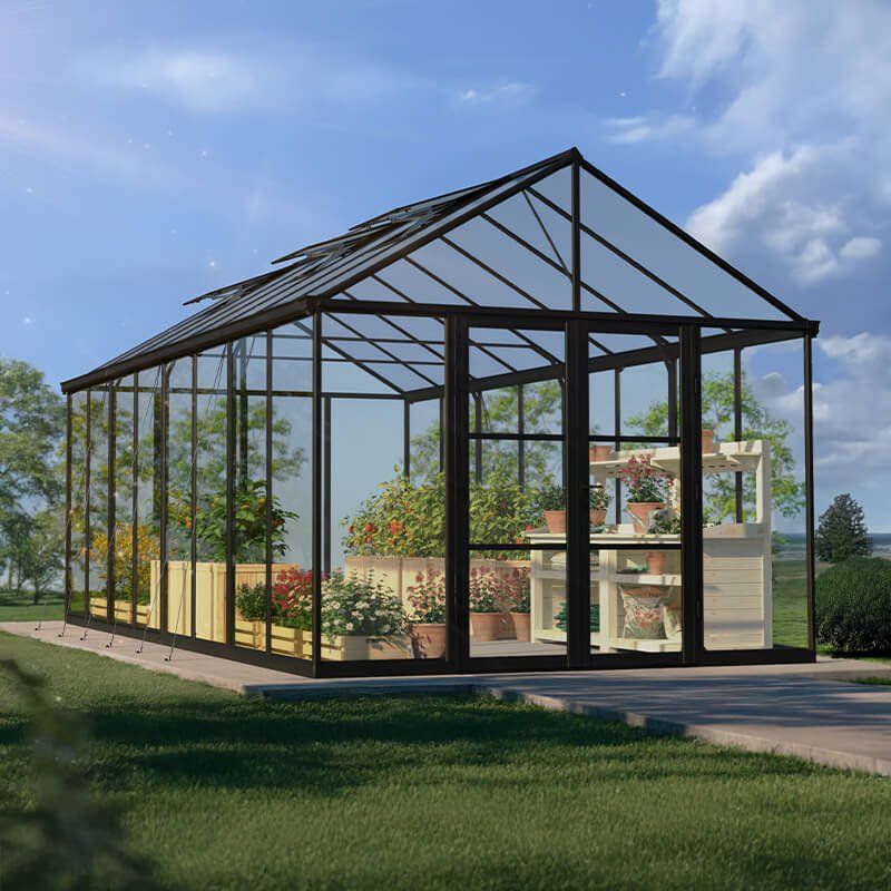 10' x 20' Palram Canopia Aria Black Polycarbonate Greenhouse (3.04m x 6.08m) - Image 1