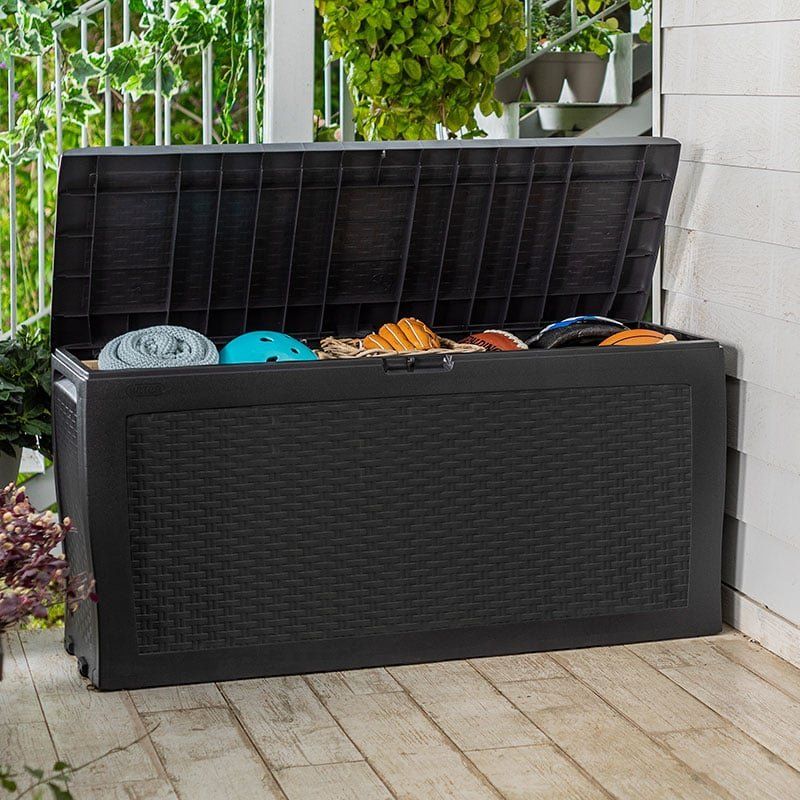 3'10 x 1'6 Keter Samoa Plastic Garden Storage Box - Anthracite (1.17m x 0.45m) - Image 1