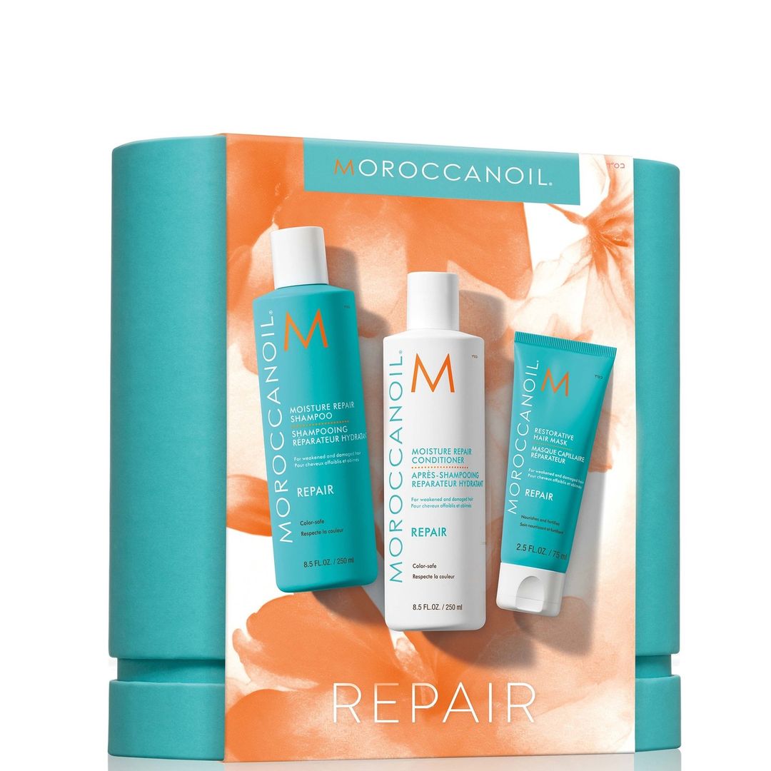 Moroccanoil Moisture Repair Shampoo and Conditioner Set with Free Restorative Hair Mask 75ml (Worth £52) - Image 1