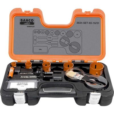 Bahco 3834-SET-65-16/51 Professional Holesaw Set 3834 16/51 Sizes: 16-51Mm