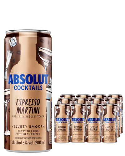 Absolut Espresso Martini Premixed Can Multipack, 12 x 200 ml