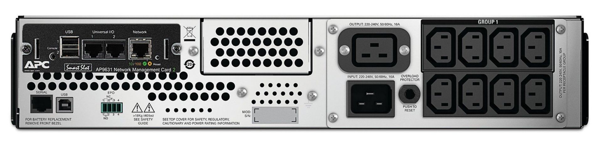 APC Smart-UPS SMT3000RMI2UNC - 8x C13, 1x C19, USB, Rackmount 2U, NMC, 3000VA - Image 1