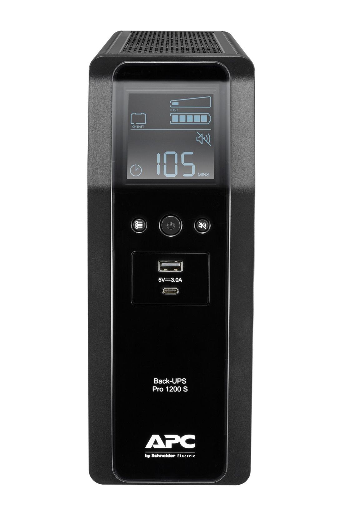APC Back-UPS Pro, 1200VA/720W, Tower, 230V, 8x IEC C13 outlets, Sine Wave, AVR, USB Type A + C ports, LCD, User Replaceable Battery - Image 1