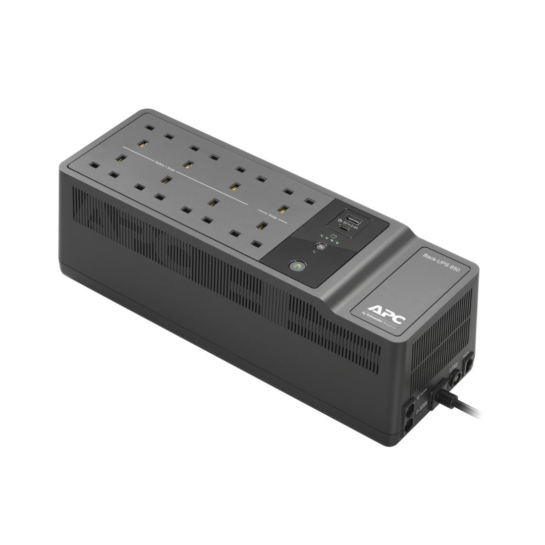 APC Back-UPS BE850G2-UK - 8x BS 1363 outlets, 850VA, 2 USB chargers, 1 USB data port - Image 1