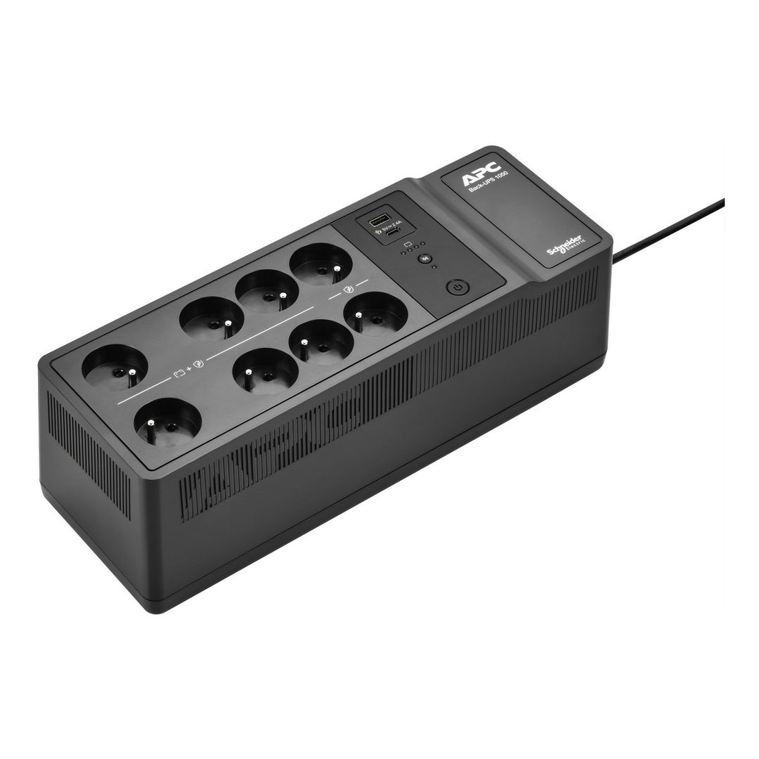 APC Back-UPS, 1050VA/600W Floor/Wall Mount, 230V, 8x French/Belgian outlets, USB Type A+C Port, User Replaceable Battery - Image 1
