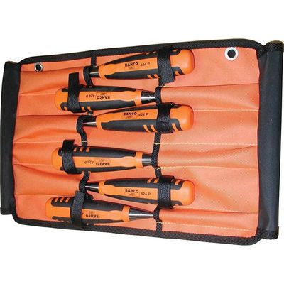 Bahco 424P-S6-ROLL 424-P Bevel Edge Chisel Set In Roll 6 Piece