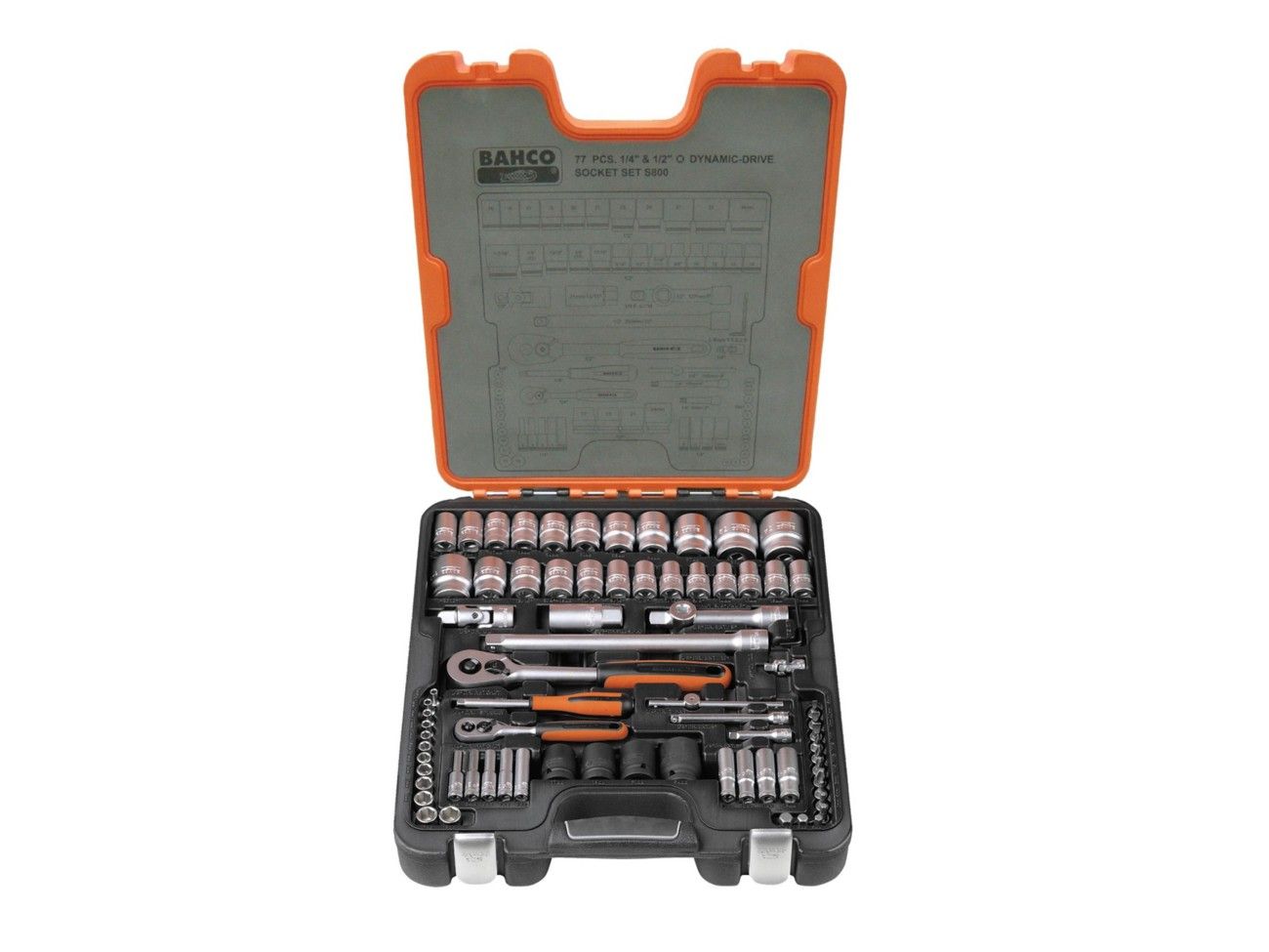 Bahco S800 S800 1/4 & 1/2In Drive Socket Set 77 Piece - Image 1