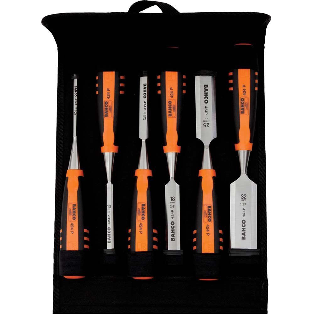 Bahco 424P-S6-PP 424-P Bevel Edge Chisel Set 6 Piece In Pouch - Image 1