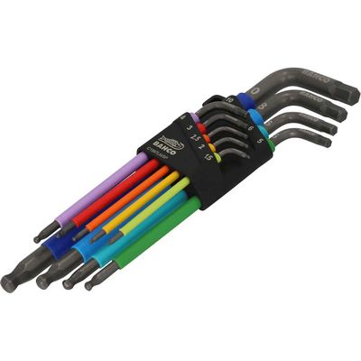 Bahco C1997LM/9P C1997Lm/9P Metric Long Ball End Coloured Hex L-Key Set 9 Piece