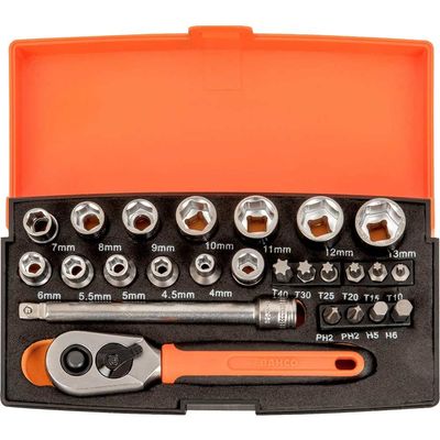 Bahco SL25 Sl25 1/4In Drive Socket Set 25 Piece