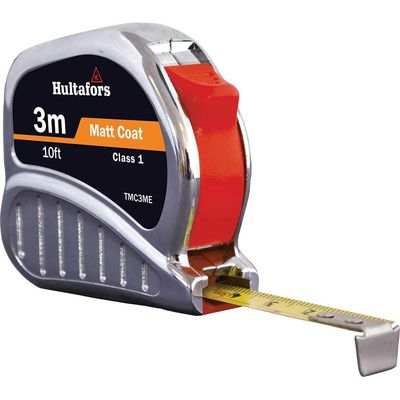 Hultafors Chrome Tri Matic Pocket Tape Measure Imperial & Metric 10ft / 3m 13mm